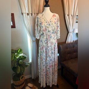 Floral Maxi Dress with Belt